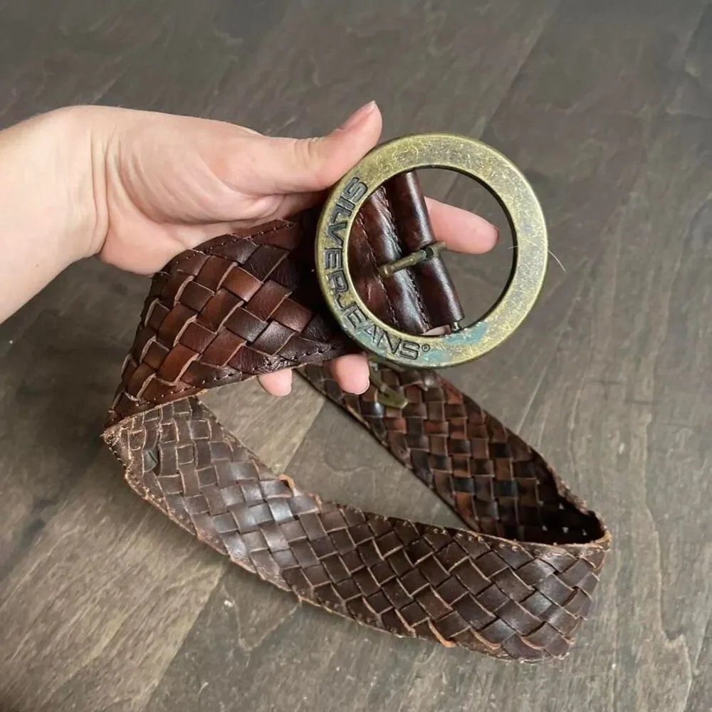 Vintage Y2K Silver Jeans Woven‎ Belt